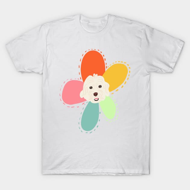 Sunshine Rainbow Flower Dog T-Shirt by PatternbyNOK